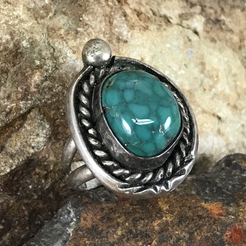 Vintage Turquoise Sterling Silver Ring Size 5.5 - Estate Jewelry