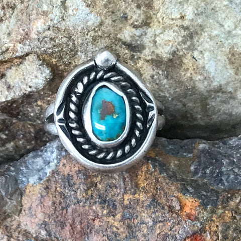 Vintage Turquoise Sterling Silver Ring Size 4.5 - Estate Jewelry