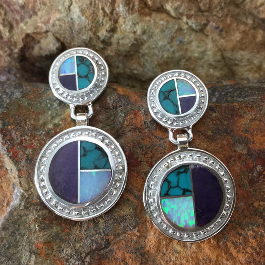 David Rosales Shalako Inlaid Sterling Silver Earrings