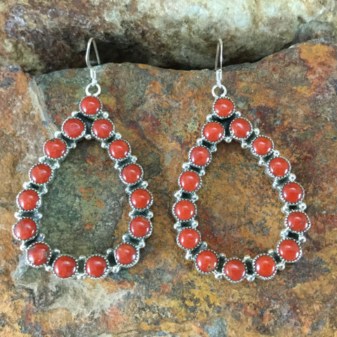 Red Coral Sterling Silver Earrings by Anna Spencer