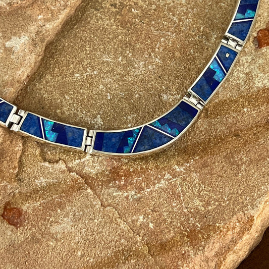 David Rosales Blue Sky Fancy Inlay Sterling Silver Necklace