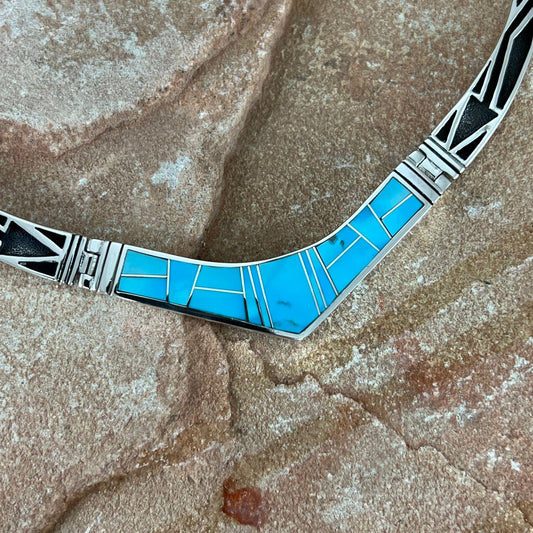 David Rosales Arizona Blue Inlaid Sterling Silver Necklace