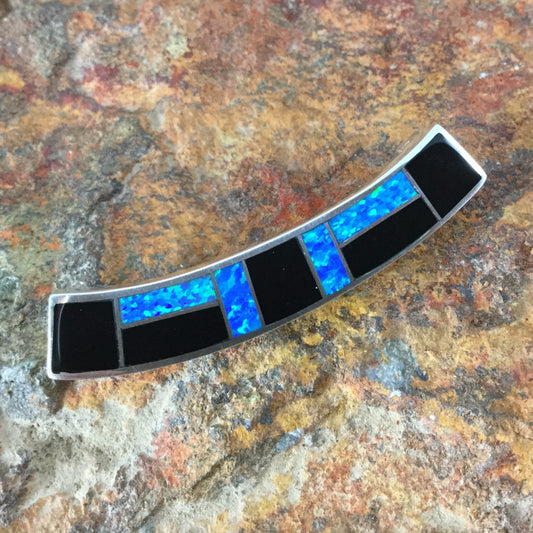 David Rosales Black Beauty Inlaid Sterling Silver Pendant Slide