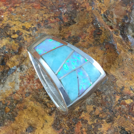 David Rosales Amazing Light Inlaid Sterling Silver Pendant