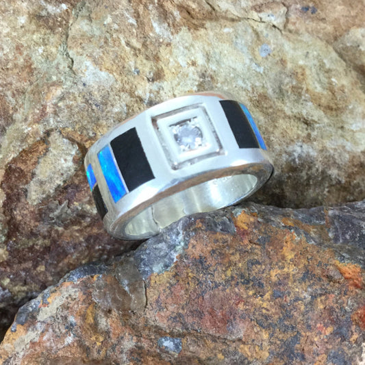 David Rosales Black Beauty Inlaid Sterling Silver Ring