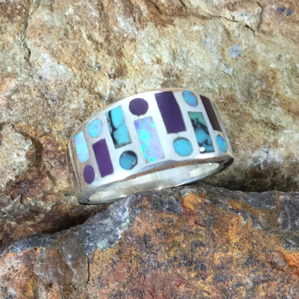 David Rosales Shalako Inlaid Sterling Silver Ring