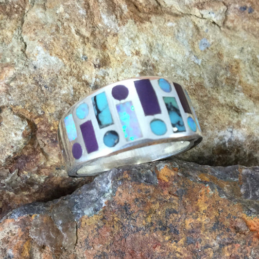 David Rosales Shalako Inlaid Sterling Silver Ring