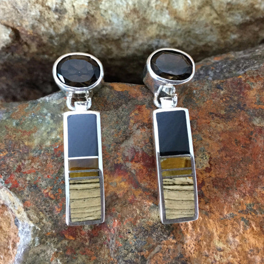 David Rosales Native Earth Inlaid Sterling Silver Earrings