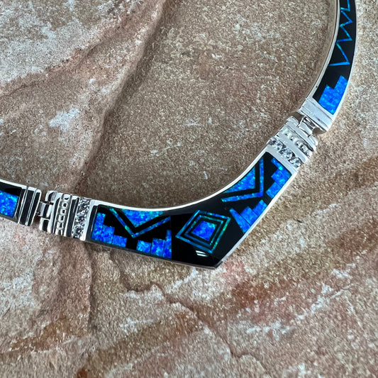 David Rosales Black Beauty Fancy Inlaid Sterling Silver Necklace