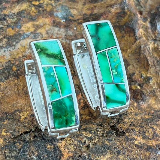 David Rosales Sonoran Gold Inlaid Sterling Silver Earrings Huggie