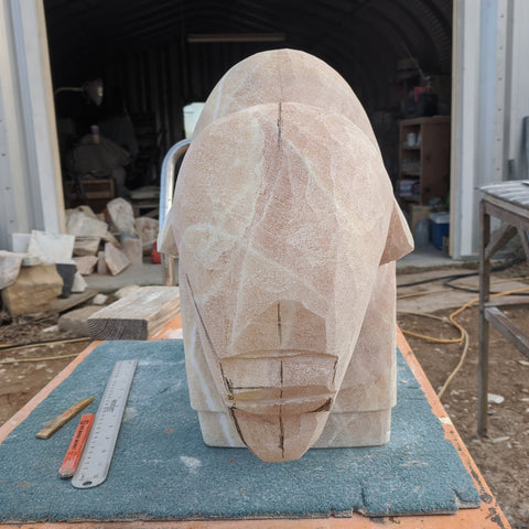 TATANKA II -- Bison Stone Sculpture By Larry Yazzie