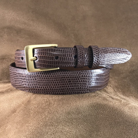 Cognac Lizard Leather Belt Strap - 1 1/4" > 1" Taper