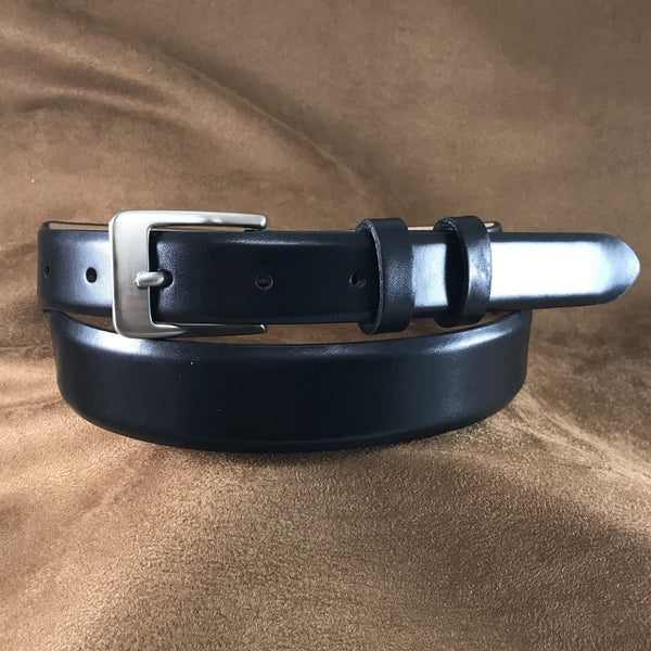 Black Italian Calf Leather Belt Strap - 1 1/4