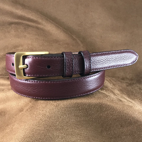 Bordeaux Pebble Grain Italian Calf Leather Belt Strap