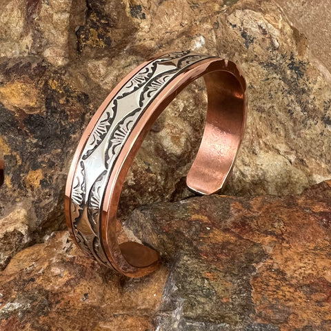 1/2" Sterling Silver Copper Bracelet By Sylvana Apache -- 6 3/4" Wrist