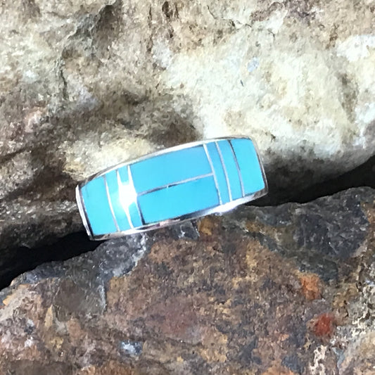 David Rosales Arizona Blue Inlaid Sterling Silver Ring