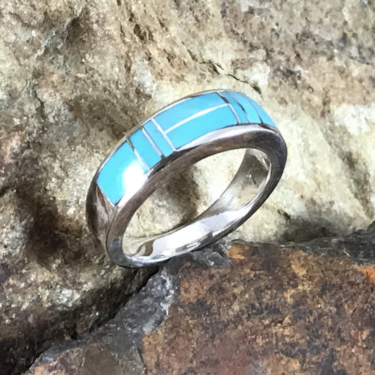 David Rosales Arizona Blue Inlaid Sterling Silver Ring