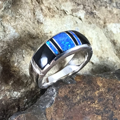 David Rosales Black Beauty Inlaid Sterling Silver Ring