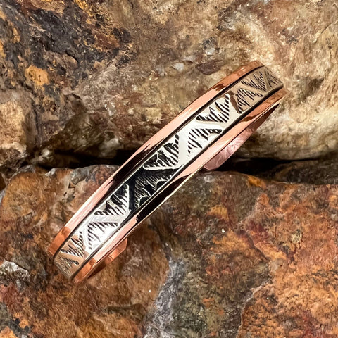 3/8" Sterling Silver Copper Bracelet By Sylvana Apache -- 6 1/2" Wrist