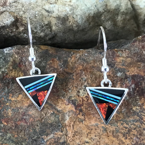 David Rosales Red Moon Inlaid Sterling Silver Earrings