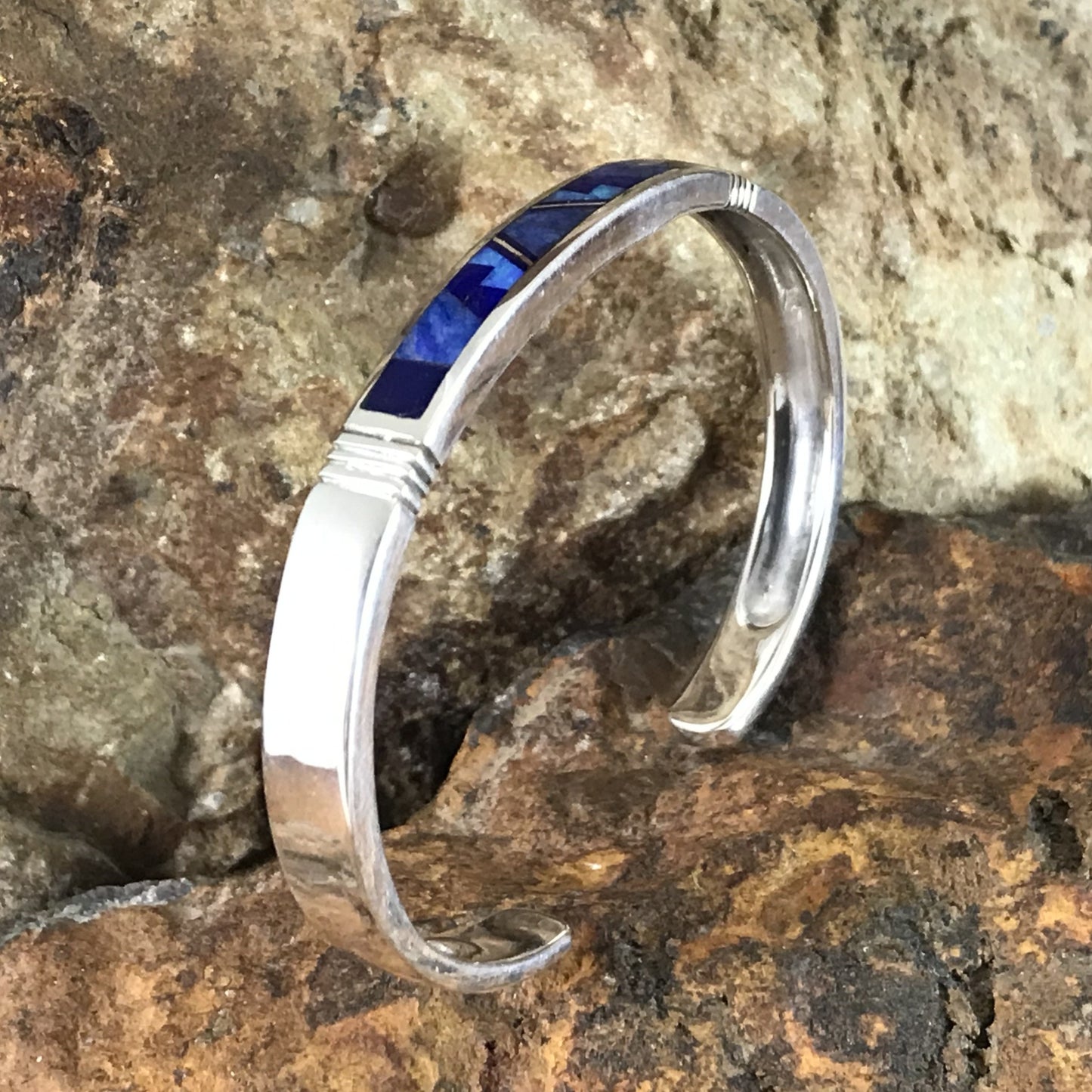 David Rosales Blue Sky Fancy Inlaid Sterling Silver Bracelet