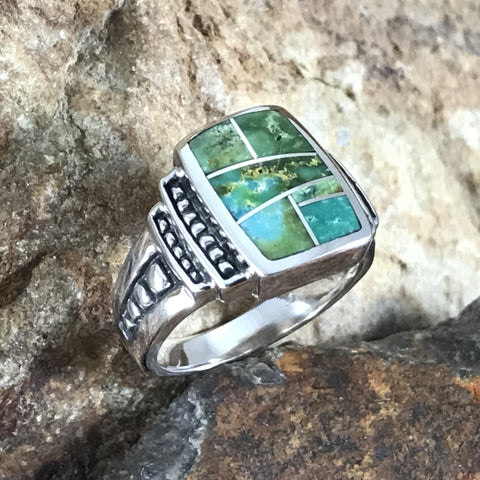 David Rosales Sonoran Gold Inlaid Sterling Silver Ring