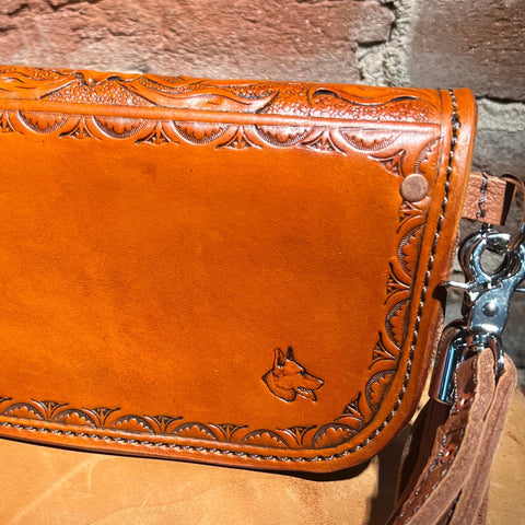 Hand Tooled Western Blooms Clutch Purse by Stephen Vaughn Leatherworks