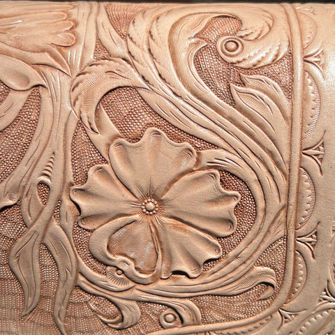 Hand Tooled Montana Flowers Leather Purse by Stephen Vaughn Leatherworks