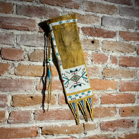 Plains Style Leather Beaded Pipe Bag by Russ Kruse