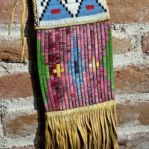 Plains Style Large Leather Beaded Pipe Bag by Russ Kruse