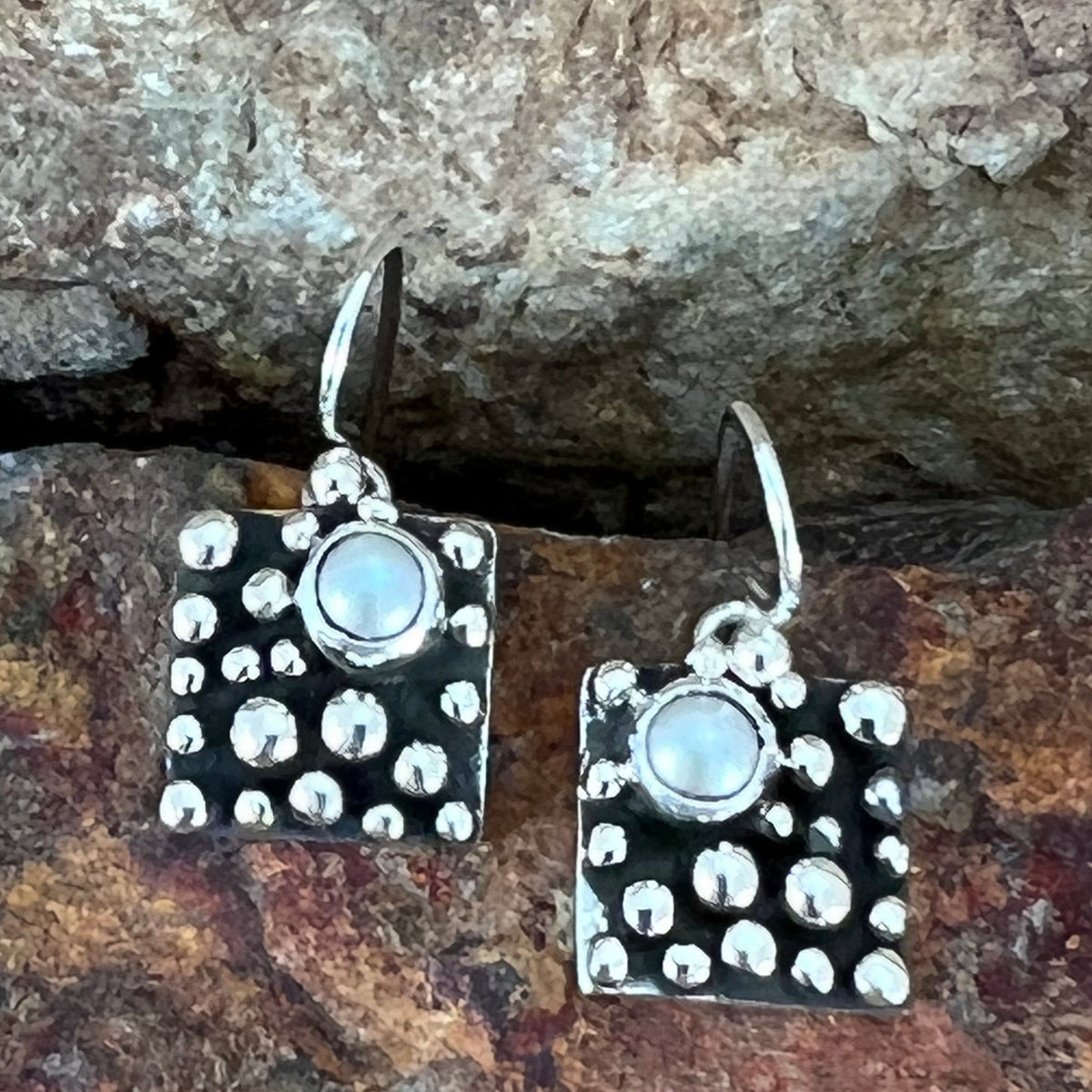 Million Drops Fresh Water Pearl Sterling Silver Earrings by Ray Coriz