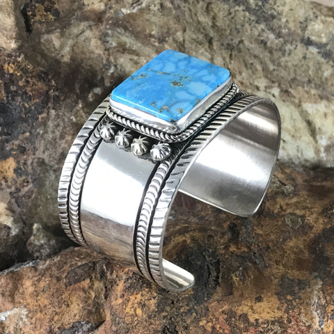 Kingman Turquoise Sterling Silver Bracelet by Herbert Begaye