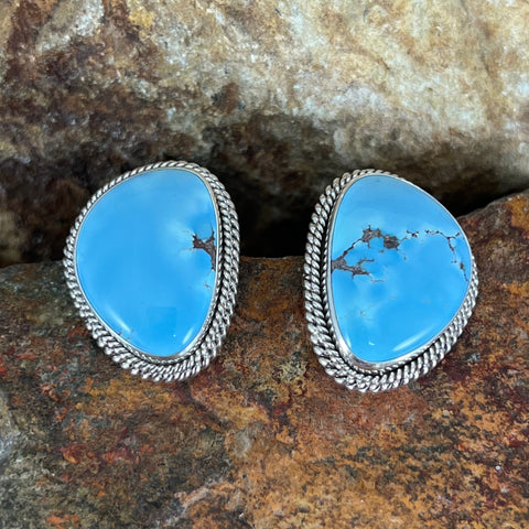 Golden Hill Turquoise Sterling Silver Earrings by Artie Yellowhorse