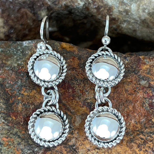 Traditional Sterling Silver Earrings by Artie Yellowhorse
