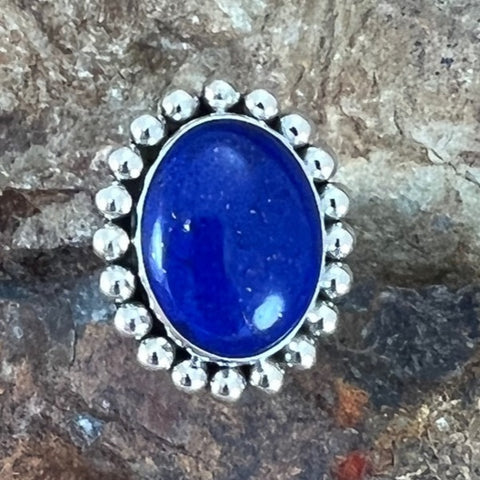 Lapis Sterling Silver Ring by Artie Yellowhorse Size 6.5
