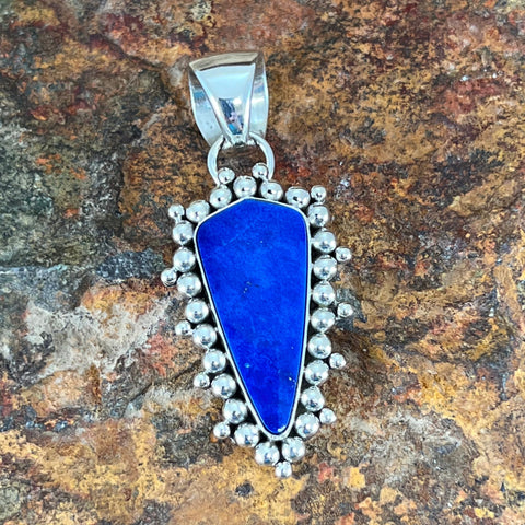 Lapis Sterling Silver Pendant by Artie Yellowhorse