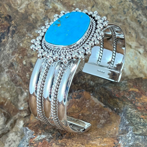 Morenci Turquoise Sterling Silver Bracelet by Artie Yellowhorse