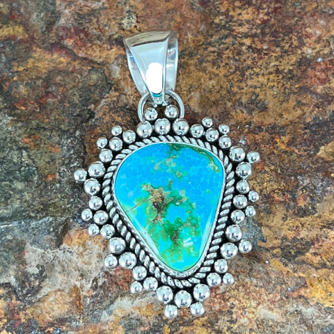 Sonoran Gold Turquoise Sterling Silver Pendant by Artie Yellowhorse