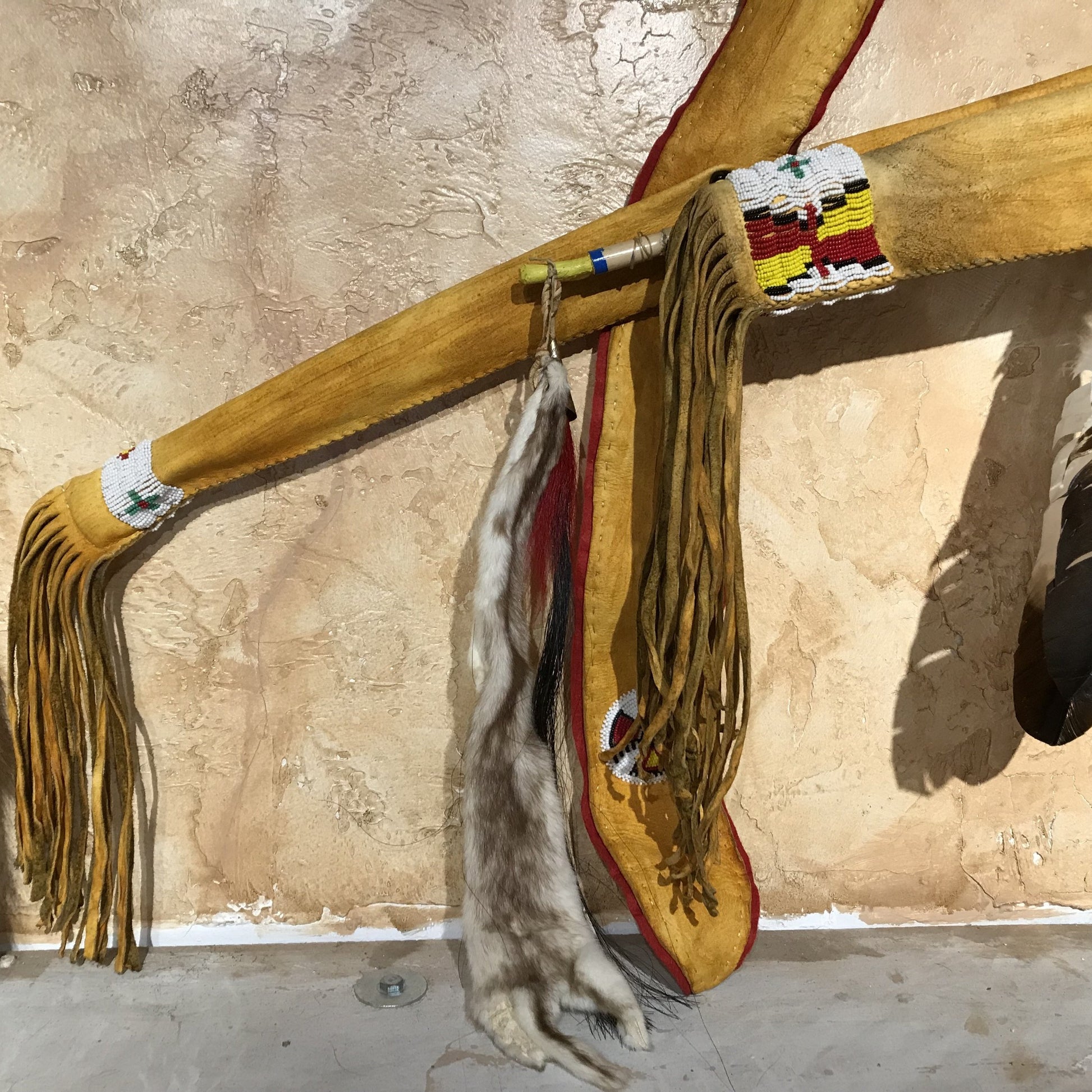 Buckskin Quiver, Bow and Arrows by Russ Kruse
