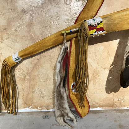 Buckskin Quiver, Bow and Arrows by Russ Kruse