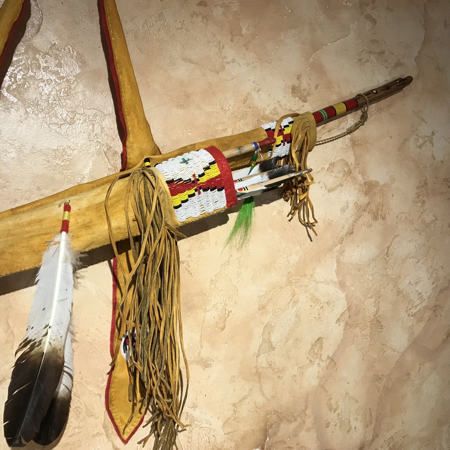 Buckskin Quiver, Bow and Arrows by Russ Kruse