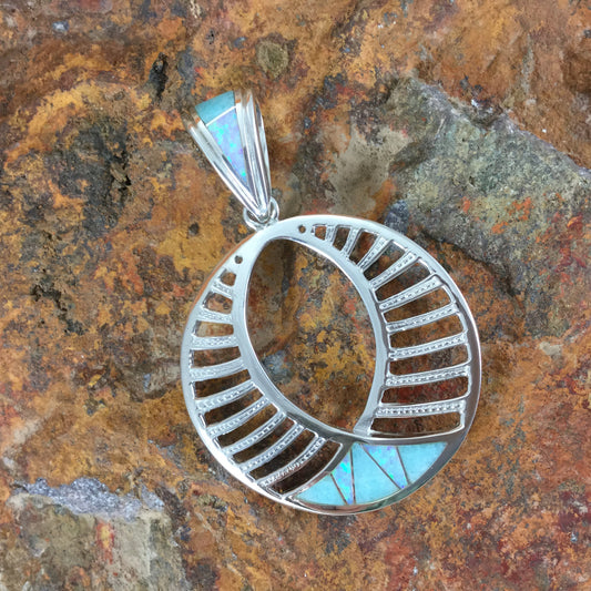 David Rosales Amazing Light Inlaid Sterling Silver Pendant