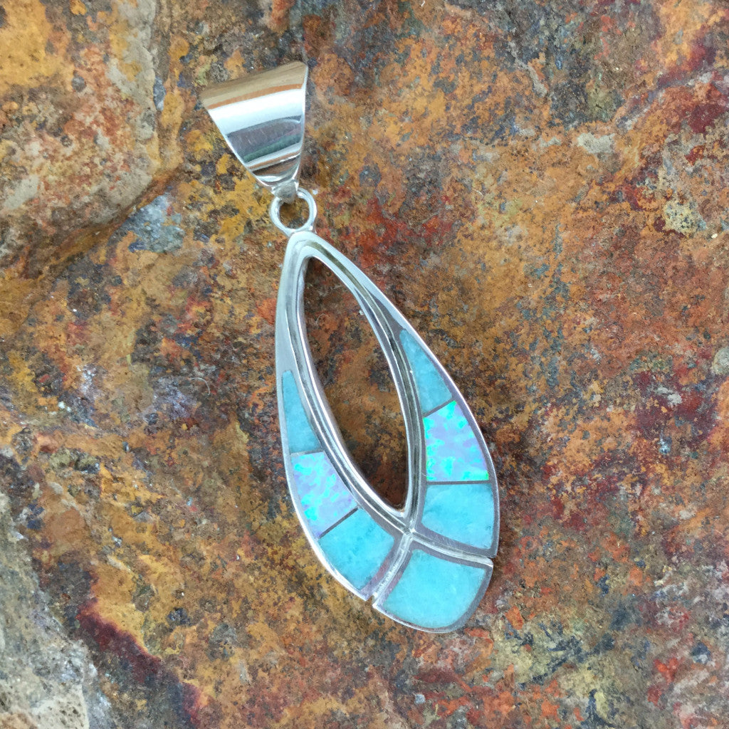 David Rosales Amazing Light Inlaid Sterling Silver Pendant