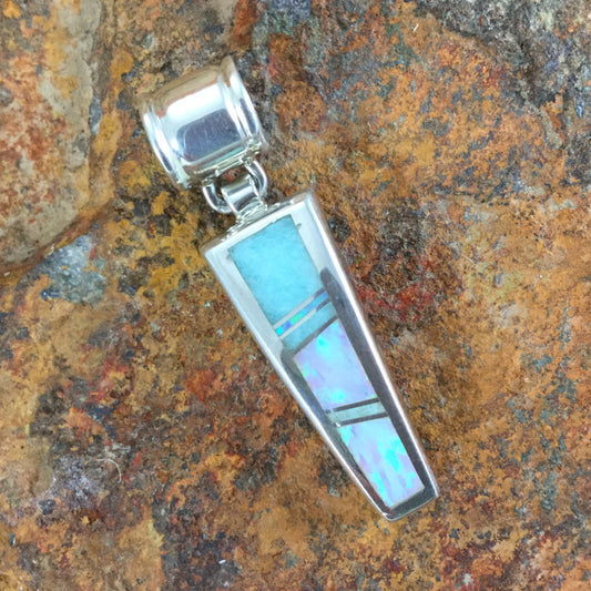 David Rosales Amazing Light Inlaid Sterling Silver Pendant