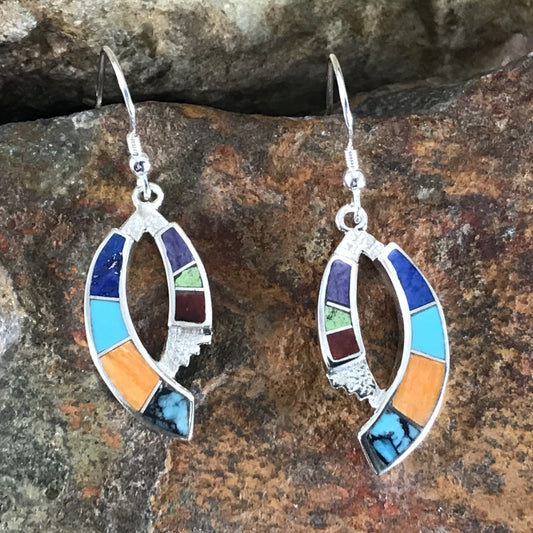 David Rosales Indian Summer Inlaid Sterling Silver Earrings