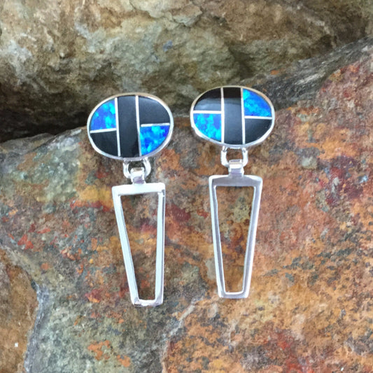 David Rosales Black Beauty Inlaid Sterling Silver Earrings