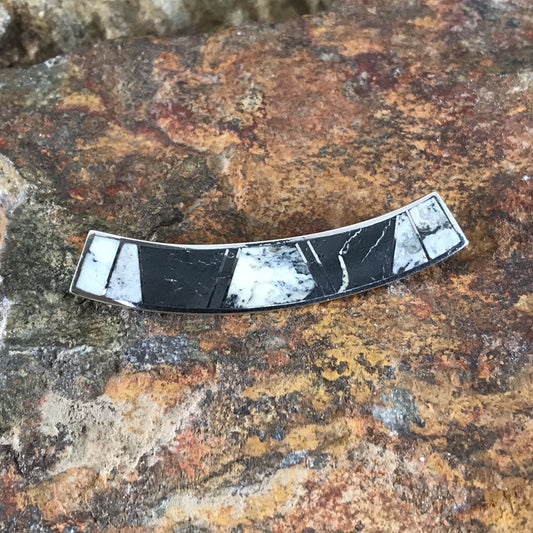 David Rosales White Buffalo Inlaid Sterling Silver Pendant Slide