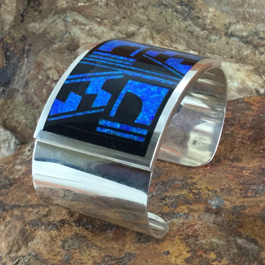 David Rosales Black Beauty Fancy Inlaid Sterling Silver Bracelet