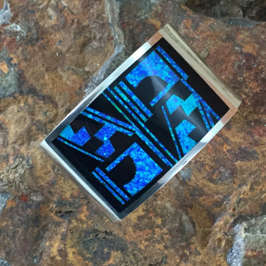 David Rosales Black Beauty Fancy Inlaid Sterling Silver Bracelet