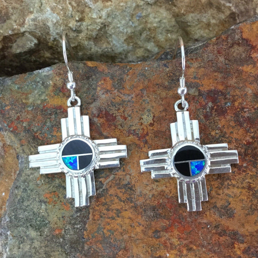 David Rosales Black Beauty Inlaid Sterling Silver Earrings